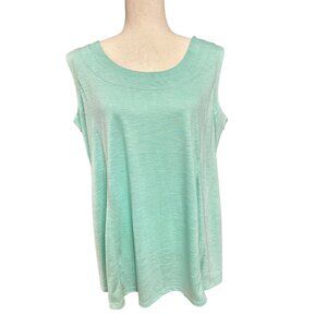 Avenue Shirt Women 18 NWT Light Green Tank Top Fit N Flare Ocean Wave Sleeveless